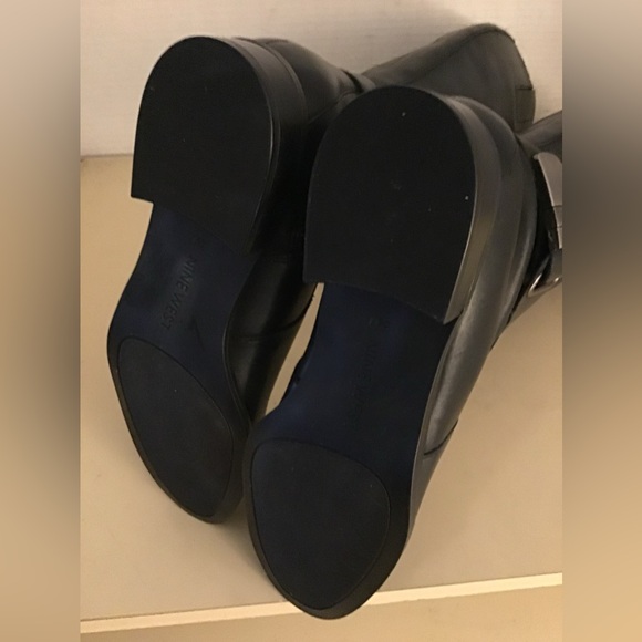 Nine West women black leather tall knee high riding boots US 5.5 - Picture 9 of 12